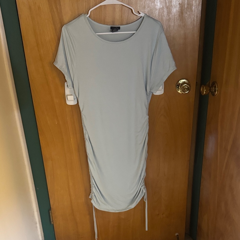 Rue21 Light Blue Ruched Short Sleeve Dress